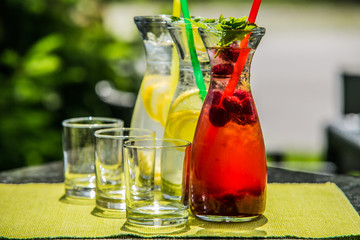 A refreshing summer citrus ice-cold drink.Close up