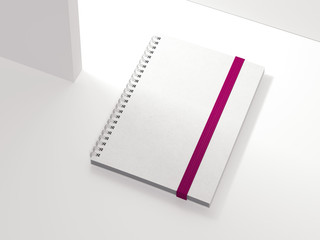 White closed notepad on white background, 3d rendering.