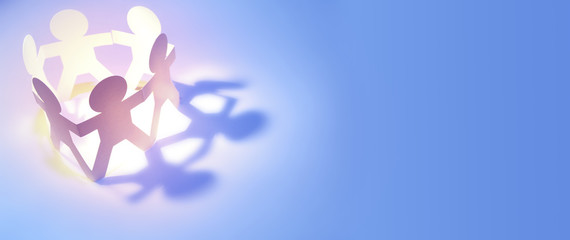 Paper chain team. Copy space