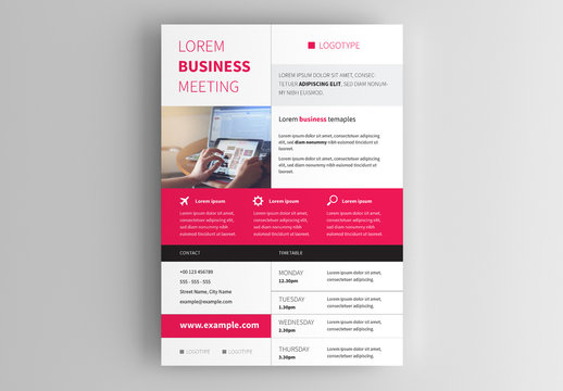 Business Flyer Layout with Pink Accents