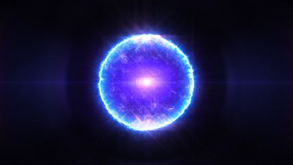 Magic plasma ball in blue and purple colors 3d illustration