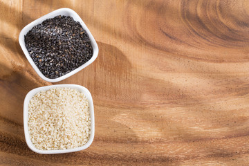 White sesame and black sesame seed - Sesamum indicum.