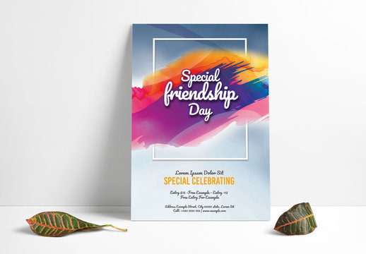 Event Flyer Layout with Abstract Rainbow Element