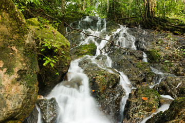 Fototapeta na wymiar Waterfall Ton Sai in the forest phuket Thailand. Tropical zone Thailand Southern