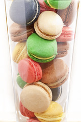 Macaroons in a glass vase 