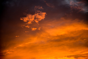 A fiery sunset.Fiery sky.Sunset.Orange sky