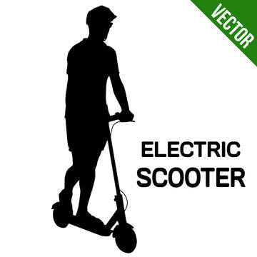 Man Silhouette Riding Electric Scooter