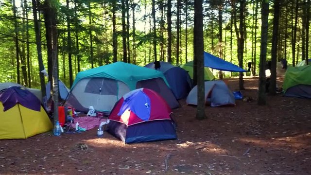 Camping site with many tents