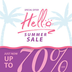 Summer Sale V9 70 percent banner vector heading design for banner or poster. Sale and Discounts Concept.