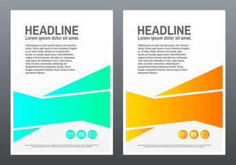 Brochure design template. Bright shapes on white background. Creative design for flyer, banner, poster in a4. Trendy vector illustration