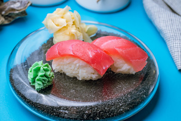 sushi tuna on a plate
