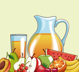 Natural fruits with delicious juice vector illustration graphic design