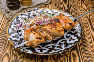 chicken kebab on plate