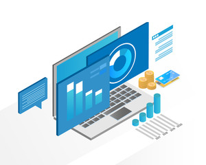 business analysis system, isometric blue light concept