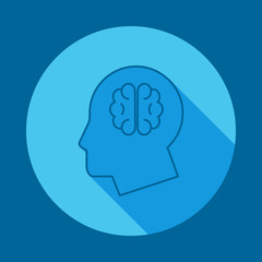 brain flat long shadow icon. Element of medicine icon for mobile concept and web apps. Long shadow brain icon can used for web and mobile