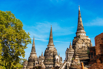 Fototapeta premium Wat Phra Si Sanphet is a popular tourist attraction in Ayutthaya Thailand.