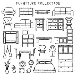 家具　インテリア　アイコン　手描き
