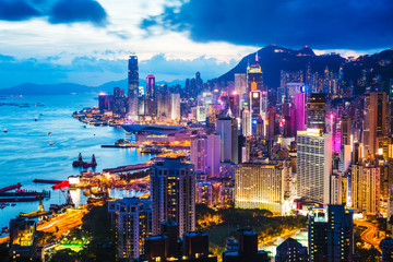 Fototapeta na wymiar Braemar hill, Hong Kong city skyline