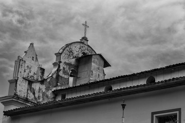 church in black and white