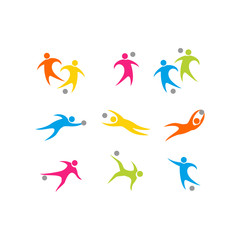 set of soccer player silhouette