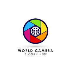 shutter camera logo template vector icon
