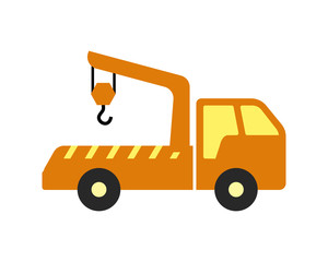 crane truck vehicle conveyance transport transportation logo image vector icon