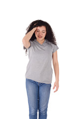 Fototapeta premium Beautiful woman is having headache.