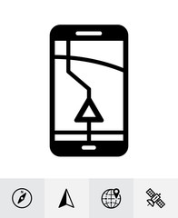 Map and location icons with White Background