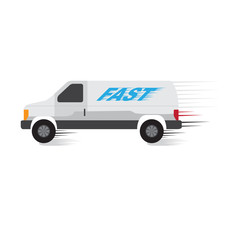 Fast Speed Van Truck and Car Shipping Cargo Logistic Delivery Vector for App and Website