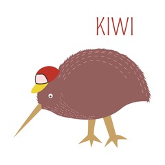 Kiwi cartoon vector bird from Australia New Zealand
