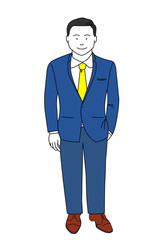 businessman wearing blue suit and smart standing