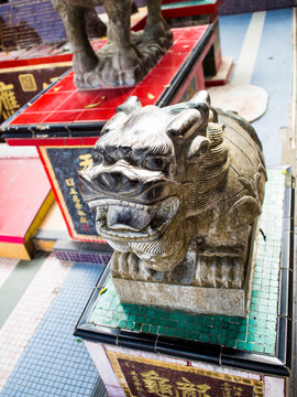 Ancient statue of a lion creatures in the story of China