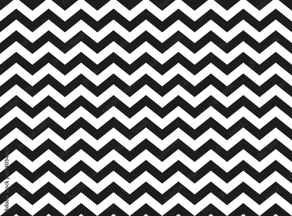 Wall mural regular black and white zigzag chevron pattern, seamless zig zag line texture abstract geometry back