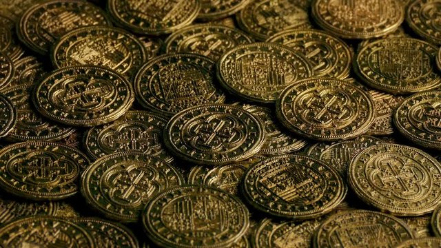 Pirate Coins In Pile Turning Slowly