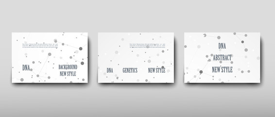 DNA abstract geometric background, layout in A4 set technology brochure flyer design template vector shadow