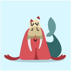 adorable friendly walrus sea lion seal cartoon character