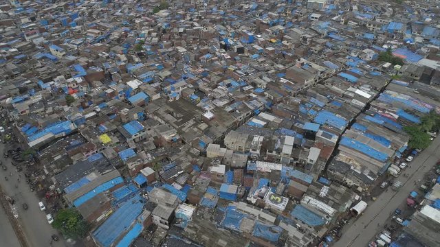 Aerial shot of slum Mumbai