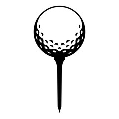 Golfball auf Tee / schwarz-weiß / Vektor / Icon