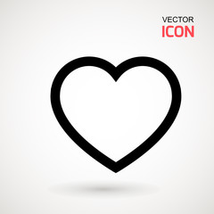 Heart Icon Vector. Love symbol. Valentine's Day sign, emblem isolated on white background with shadow, Flat style for graphic and web design, logo . EPS10 black pictogram