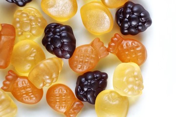 Jelly gummy candies isolated white background
