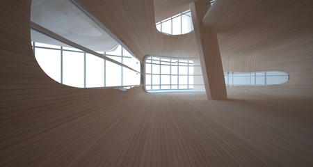 Obraz premium Empty dark abstract concrete and wood smooth interior. Architectural background. 3D illustration and rendering