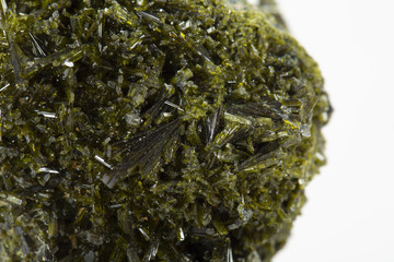 Epidote mineral isolated on the white background