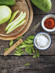 Tropical mango with salt chili Indian fruit
