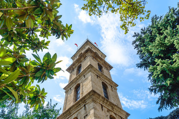 Fototapeta na wymiar Historical Clock Tower in Bursa Tophane