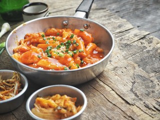 Rice cake and soju Korean food