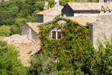 Fototapeta na wymiar Alte Häuser in der mittelalterliche Gemeinde Balazuc im Department Ardeche in Südfrankreich