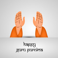 illustration of hands giving blessing with happy Guru Purnima text on the occasion of hindu festival Guru Purnima celebrated in India