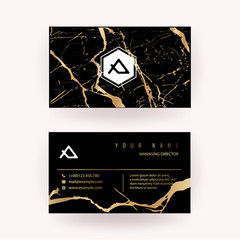 Luxury business card with marble background and modern texture  vector template