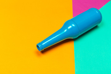 Flat lay of Celebration. Beer bottle