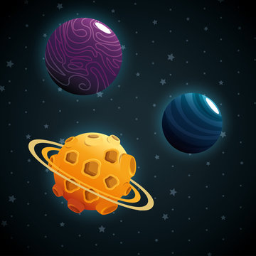 planets of the solar system scene